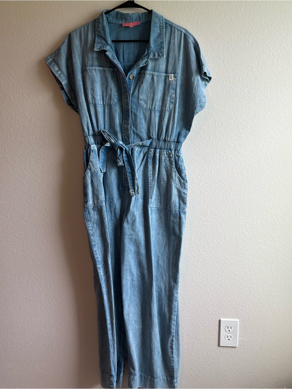 Simply Southern Blue Denim Tie Waist Jumpsuit